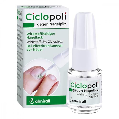 Ciclopoli gegen Nagelpilz, bei Pilzerkrankungen der Nägel, Anti-Pilz-Nagellack mit bewährtem Wirkstoff Ciclopirox und Tiefwirk-Effekt, nur 1x täglich auftragen, 6.6 ml