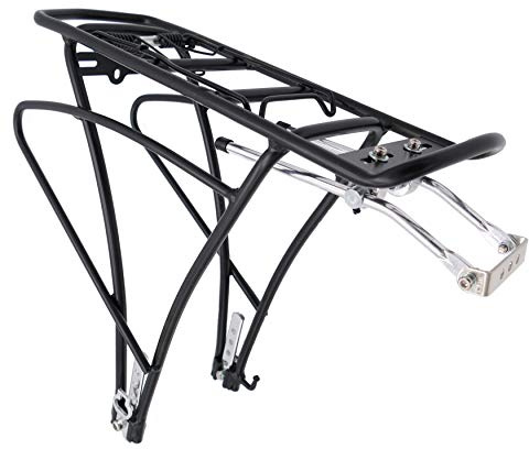 M-Wave Gepäckträger Traveller Basic Alu verstellbar 24/26/28 Universalbefestigungsset schwarz Strebenlänge und Winkel verstellbar max. Zuladung 25kg