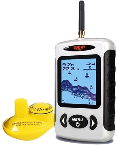 LUCKY Drahtloser Fischfinder Sonarsensor Tragbarer Sonar Fischfinder LCD Display Tiefenmesser zum Angeln Eisfischen Kajakfischen