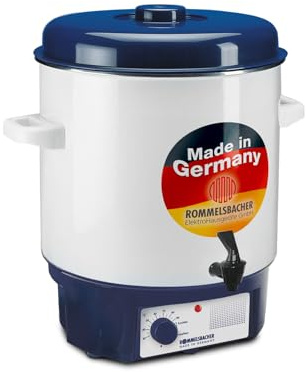 ROMMELSBACHER Glühwein-/Einkochautomat KA 1801, MADE IN GERMANY, 2-Schicht-Emaillierung, 27 Liter/14 Gläser à 1 Liter, stufenlos regelbar, Entsafterschaltung, Ablaufhahn, Einlegerost, 1800 Watt
