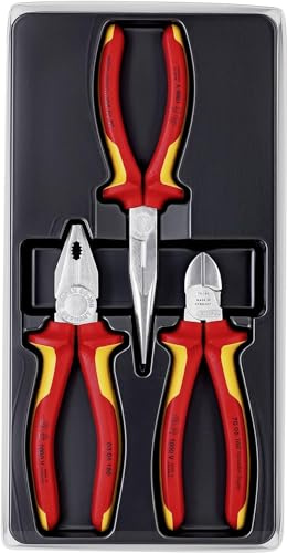KNIPEX Elektro-Paket, 00 20 12 | 3-teilig, Kombizange, Seitenschneider, Flachrundzange, VDE, Zangenset, Elektriker-Werkzeug