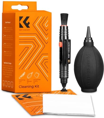 K&F CONCEPT 4-in-1 Kamera-Reinigungsset für Objektiv & Filter | Blasebalg, Reinigungsstift und 2x Mikrofasertuch für DSLR, Bildschirm, Handy, Tablet, Einzeln Vakuumverpackt, MK06