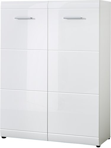 Germania Schuhschrank 3524-84 GW-Adana, mit Hochglanz-Fronten, in Weiß, 90 x 120 x 36 cm (BxHxT)