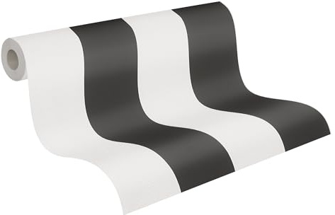 A.S. Création Vliestapete Elegance Tapete Streifentapete 10,05 m x 0,53 m schwarz weiß Made in Germany 334213 3342-13