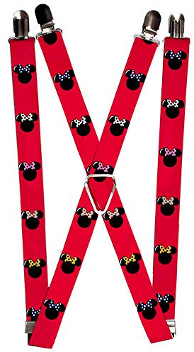 Buckle-Down Unisex's Suspenders-Minnie Mouse Silhouette Red/Black/Polka Dot