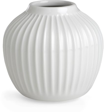 Kähler Vase H13 cm Hammershøi dänisches Design für Blumen Handarbeit, Weiss