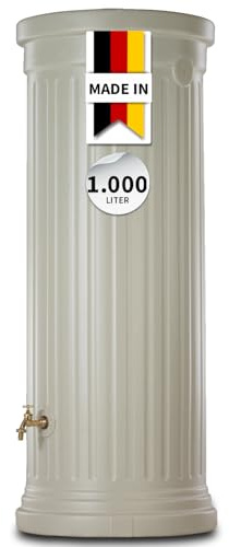 GARANTIA Säulentank Regentonne 1000 Liter sandbeige - Regentonne, Wassertank, Regenfass, Regenwassertonne, Wasserbehälter, Fass, Regenwassertank, Wasserfass, Wassertank 1000L, Wassertonne