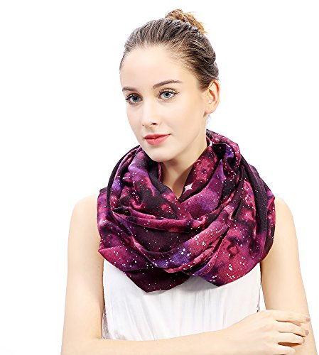 Lina & Lily Universum Galaxie Sterne Damen Loop Schlauchschal (Schwarz/Lila)