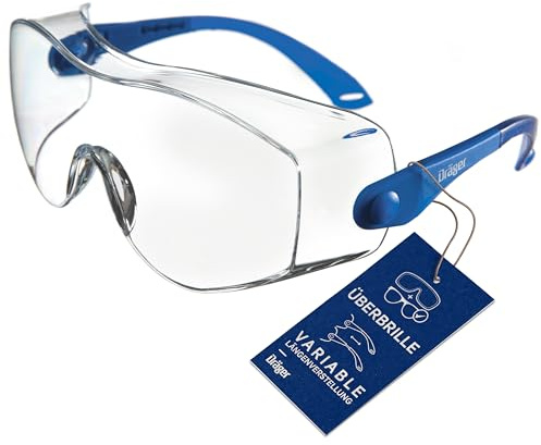 Dräger Schutzbrille X-pect 8120, Einstellbare Überbrille auch für Brillenträger, Für Baustelle, Labor, Werkstatt und Fahrrad-Fahren, Leicht, klar und kratzfest, 1 St.