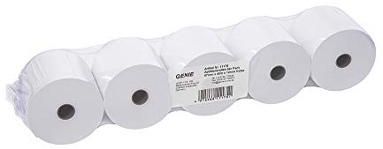 GENIE Additionsrollen Ersatz-Papierrollen geeignet für Kassen und druckende Tischrechner 40 lfm 100 prozent Holzfrei 57 x 12 mm, weiß, 5 Stück