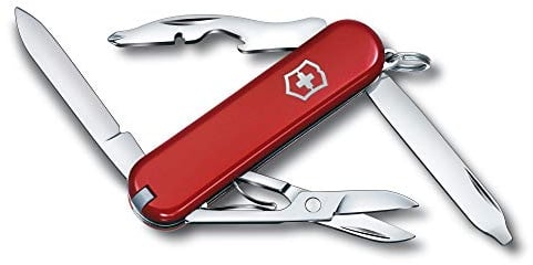 Victorinox Taschenmesser Rambler, Klein, 10 Funktionen, Swiss Made, Multitool mit Phillips-Schraubendreher, Schere, Rot