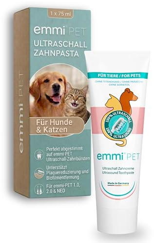 emmi-PET Ultraschall Zahnpasta für Hunde & Katzen 1x 75 ml I Für alle emmi-PET Ultraschallzahnbürsten I Schonende Zahnpflege I Zahncreme unterstützt Plaque-Reduzierung I Ohne Fluorid & Parabene
