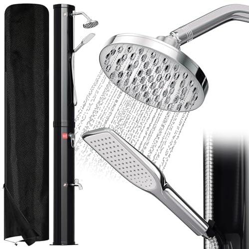 Ansobea Solardusche 40 Liter Solar Gartendusche Inkl Schutzhaube und handbrause, schwenkbarer Duschkopf um 180°, integrierte Fußdusche, max. 60°C Sommerdusche für ein erfrischendes Duscherlebnis
