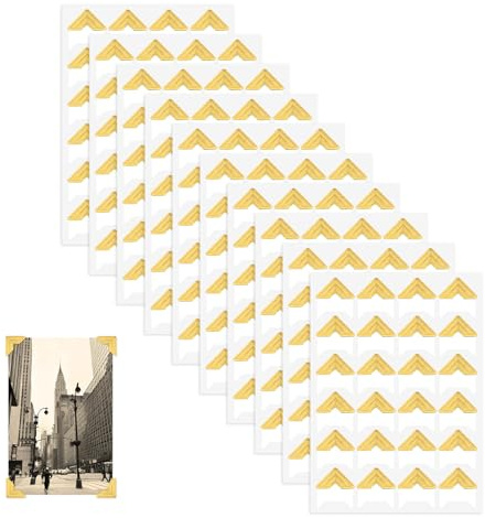 240 Stück Fotoecken Selbstklebend Gold 10 Blatt Fotoecken für Fotoalbum Foto Ecken Klebe Fotoecken Aufkleber für Sammelalben, Foto Klebeecken DIY Album Corner Aufkleber