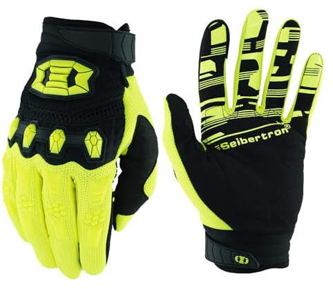 Seibertron Handschuhe Jugend/Kinder BMX MX ATV MTB Rennrad Mountainbike Fahrrad Offroad/Dirtbike Handschuhe für den Einsatz im Gelände Touch-Erkennung vollem Fingerdesign Fluo Gelb XS