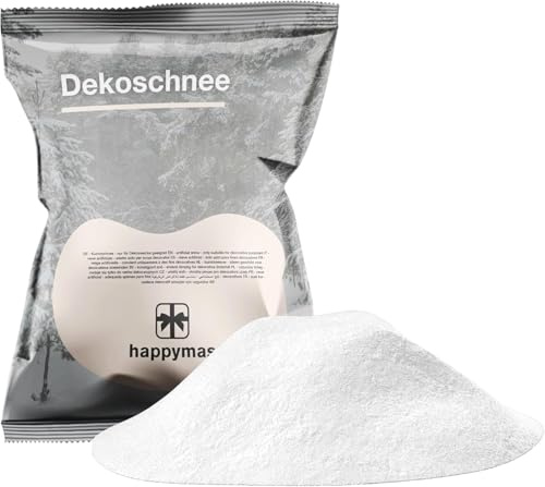 happymas Täuschend echter Kunstschnee, Schnee weich und fluffig - glitzernder Dekoschnee für Dekoration - Deko Streuschnee Weihnachten