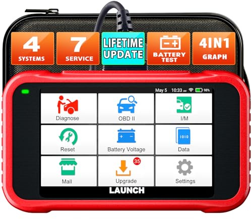 LAUNCH CRP123E V3.0 OBD2 Diagnosegerät Auto mit lebenslangen Updates | 4-System:Motor,ABS,SRS, Automatik Getriebe,7 Resets:ABS-Blutung/Öl/SAS/Throttle/DPF/EPB/BMS Reset,CAN FD&DOIP, Lebens-Updates