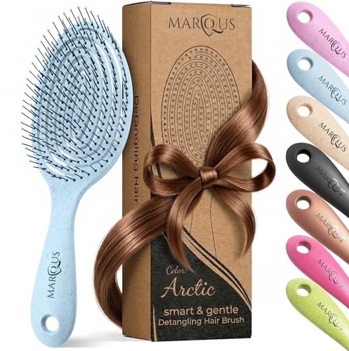marQus Haarbürste ohne Ziepen mit einzigartiger Doppelspiralfeder und noch mehr Borsten zur optimalen Druckverteilung und Pflege, Entwirrbürste für jeden Haartyp, 1 Stück, Farbe Artic