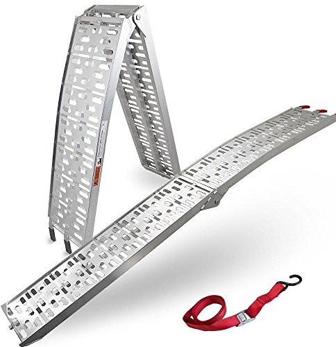 BITUXX 1x Alu Rampe Motorradrampe Auffahrrampe Verladeschiene Verladerampe Auffahrschiene 340kg 2,28m klappbar für Motorrad oder Mofa