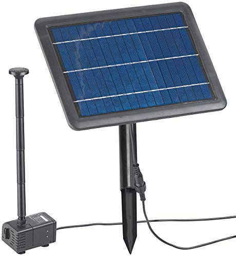 Royal Gardineer Solar Teichpumpe: Teich- und Springbrunnen-Pumpe mit 4-Watt-Solarpanel und Akkubetrieb (Solar Wasserpumpe, Teichpumpen mit Akku, Pool)
