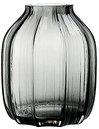 Schwarzgraue Glasvase für Blumen, dunkelgraue Knospe, hohe Glasvasen, H-21 cm, einfaches gestreiftes Design für Heimbodendekoration, Bauernhaus-Dekoration, Tafelaufsatz, Couchtischdekorationen (grau,