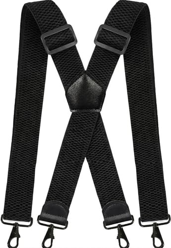 Chuner Hosenträger für Herren, X-Form Breit 4 cm, Hosenträger Herren Breit mit 4 Metall-Schnallen, Einstellbar und Elastisch, Ideal für Männer und Damen für Arbeitshose, Skihose & Latzhose (Schwarz)