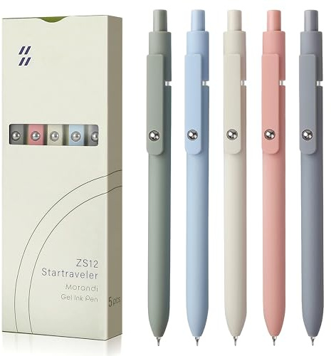 FIOVER 5 x Gelstifte, schnell trocknende Tinte, feine Spitze, Premium-Gelstifte, schwarze Tinte, glattes Schreiben für Schule, Büro, Zuhause, 1 Stück (5er Pack)