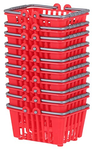 STOBOK STOBOK 10 Mini-Einkaufskorb -Supermarktkörbe -Einkaufskörbe Mit Griff Für Desktop-Dekoration Einkaufskorb Klein Miniaturmodell(Rot)