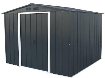 Duramax ECO 8 x 8 (5.89 m²) Metallgerätehaus, feuerverzinktes Metall gerätehaus - Geräteschuppen, verstärkte Dachkonstruktion, wartungsfreier und wetterfester Metallschuppen, Anthrazit
