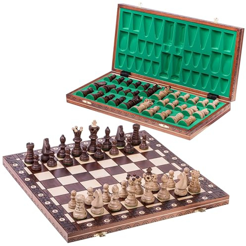 Square - Schach Schachspiel AMBASADOR - Schachfiguren & Schachbrett aus Holz - 52 x 52 cm