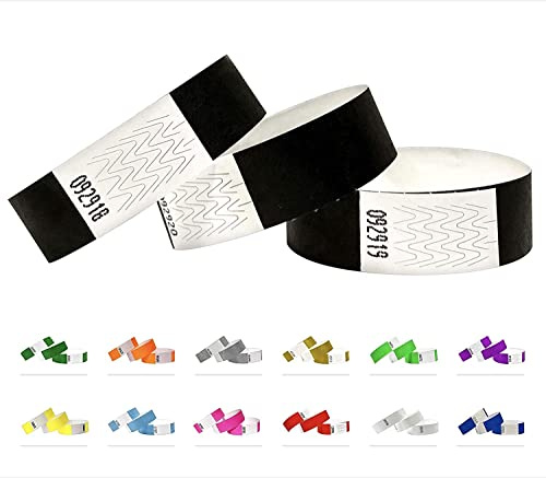 500 Eintrittsbänder aus Tyvek - Party Einlassbänder, Securebänder, Festival Armbänder, Kontrollbänder für dein Event (Black)