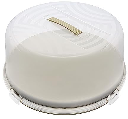 BranQ - Home essential Joy runder Kuchenbehälter mit hoher Abdeckung und mit praktischem Tragegriff, Kunststoff (PP) BPA-frei, Salbeifarbe/transparent, 334x156 mm