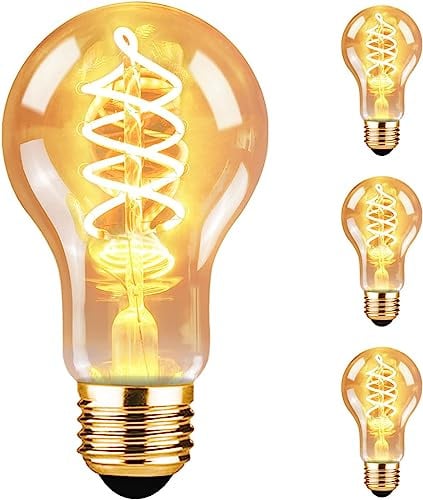 GBLY 3er LED Glühbirne E27 Vintage Lampe - A60 Warmweiß Filament Leuchtmittel 2200K Edison Retro Glühlampe 4W Dekorative Birne Antike Energiesparlampe Beleuchtung für Restaurant Haus Café