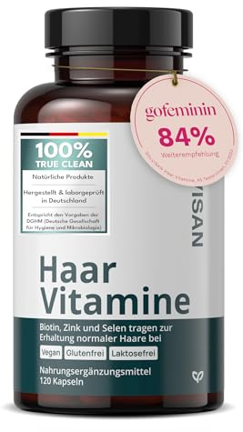 Solvisan® HAAR VITAMINE - Ausgezeichnet mit sehr gut von GoFeminin - 120 vegane Kapseln für 2 Monate mit Biotin, Zink, Selen, Bambus, Hirse (reich an Silizium) & mehr - für Frauen und Männer