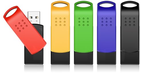 KEXIN USB Stick 64GB 5er Set, Speicherstick USB 2.0, Buntes Metallgehäuse, Drehbares Design - Schlüsselanhängergeeignete USB-Sticks für PC, Desktop, Auto