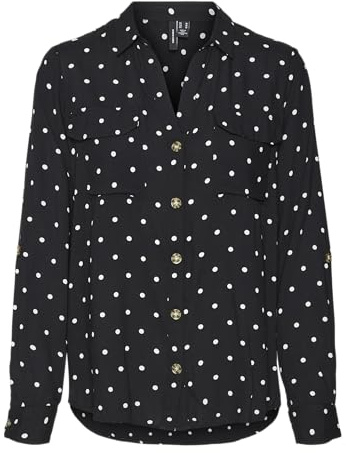VERO MODA Damen Blusen Hemd Leger mit Brusttaschen Regular Stretch 3/4 Arm Top Oberteil