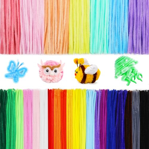 300 Stück Pfeifenreiniger 27 Farben Pfeifenputzer zum Basteln Chenilledraht Pipe Cleaner für DIY kreative Projekte