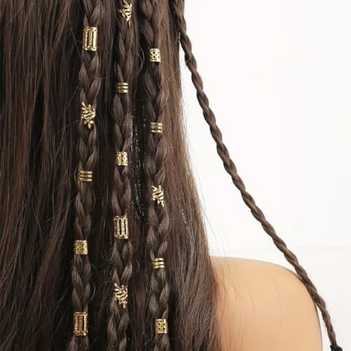 OUDQFCJ 80 Stück Haarschmuck Gold, Piraten-Schmuck, Verstellbarer Loc-Schmuck für Zöpfe, 6 Stile für Herren, Damen, Jungen und Mädchenaccessoires