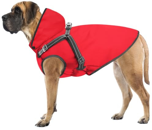 Mosucoirl Hunde Regenmantel Wasserdichter Hunde Kapuzenpullover Reflektierender Hunde Regenmantel mit Kapuze Verstellbare Regenjacke für kleine Mittelgroße und große Hunde und Welpen