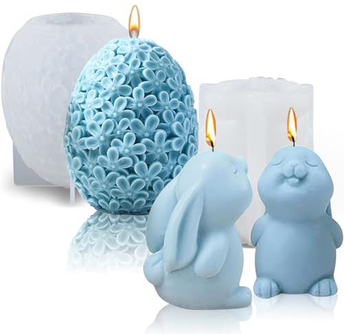 Ezydka Ostern Kerzenform 2 Stück Kerzengießformen Osterei Silikonform Kerze Silikonformen Gießformen für DIY Aromatherapie Kerzen, Seife (Ostereier-B)