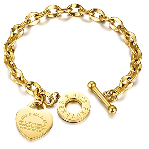 Emibele Charme Armband mit Gravur, Edelstahl Gliederarmkette mit OT Schnalle für Damen Mädchen Partys Geburtstag Valentinstag Muttertag