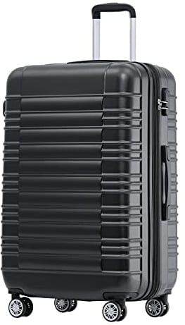 BEIBYE Zwillingsrollen Reisekoffer Koffer Trolleys Hartschale M-L-XL-Set (Schwarz, M)