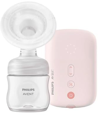 Philips AVENT Elektrische Einzelmilchpumpe, in Klinikqualität, Trinkrhythmus wie Ihr Baby, 125-ml-Flasche und Stilleinlagen, Rosa, 5-teilig, Modell SCF395/31