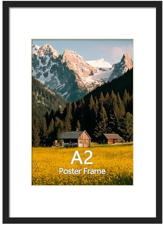 EYMPEU Bilderrahmen A2, 1 Stück, Posterrahmen für die Wand, geeignet für Büros und Wohnungen, Schwarz