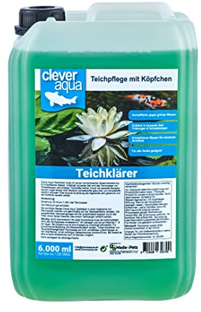 CleverAqua Teichklärer 6000ml Sofortwirkung gegen grünes & trübes Wasser bindet Verschmutzungen und Algen im Teich
