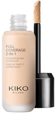 KIKO Milano Full Coverage 2-in-1 Foundation & Concealer 01 - WR 01, 2-In-1-Foundation Mit Concealer, Hohe Deckkraft