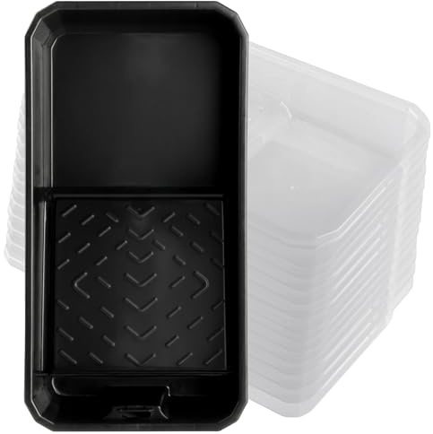 Farbwanne mit Einsatz Set, 4 Zoll Kunststoff Farbe Trays, Paint Tray Liner | 1 Paint Tray Farbwannen & 13 Transparent Farbe Tray Liners, Paint Tray Liners, Farbschalen Kunststoffpalette für Malerei