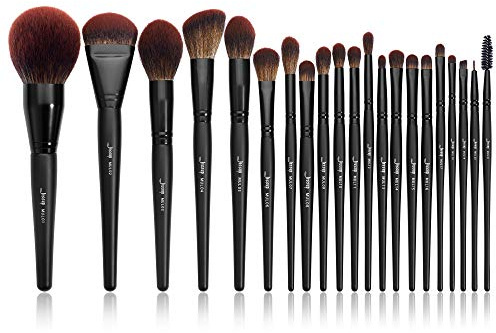Jessup Professionelles veganes Make-up Pinsel Set 21tlg Gesicht Augen T271 | Schwarzes Make-up Pinselset, Squirrel-Optik Fasern, Airbrush-Finish, für Foundation & Lidschatten, professioneller Alltag