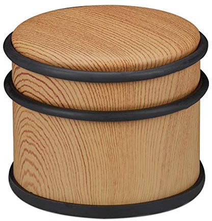 Relaxdays Türstopper, für schwere Türen & Fenster, Edelstahl & Gummi, Holzoptik, hoher Bodenpuffer, ∅ 9,5 cm, braun, 1 Stück