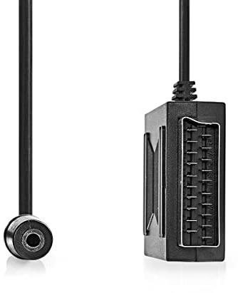 Nedis SCART-Kabel - SCART Stecker - SCART Buchse / 3.5 mm Buchse - Vernickelt - 480p - 0.20 m - Rund - PVC - Schwarz - Box